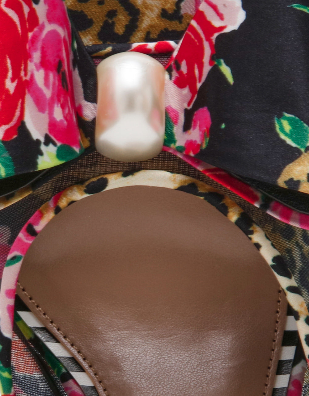 JORDN LEOPARD FLORAL Square-Toe Mule Block Heel