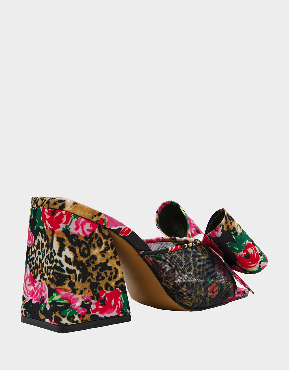 JORDN LEOPARD FLORAL Square-Toe Mule Block Heel