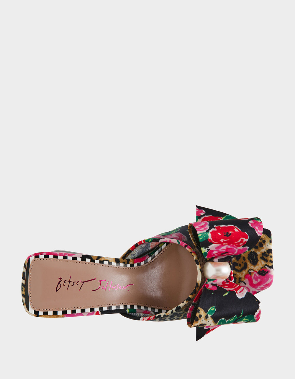 JORDN LEOPARD FLORAL Square-Toe Mule Block Heel