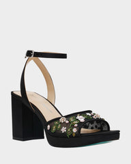 KIRRA BLACK Platform Strappy Square-Toe Block Heel