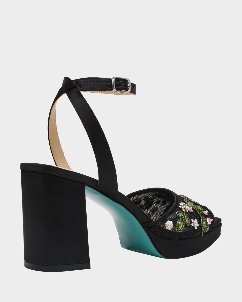 KIRRA BLACK Platform Strappy Square-Toe Block Heel