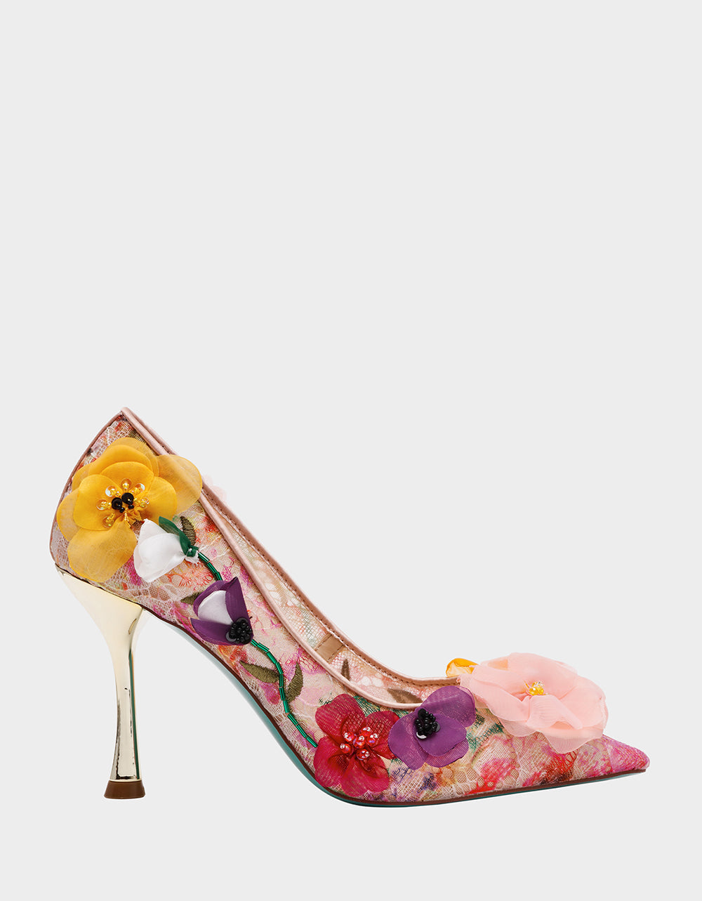 DARCY NUDE MULTI Women's High Stiletto Heel Floral Embellishments