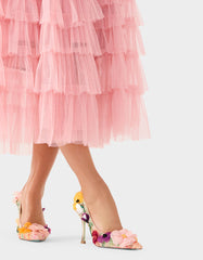 DARCY NUDE MULTI Women's High Stiletto Heel Floral Embellishments