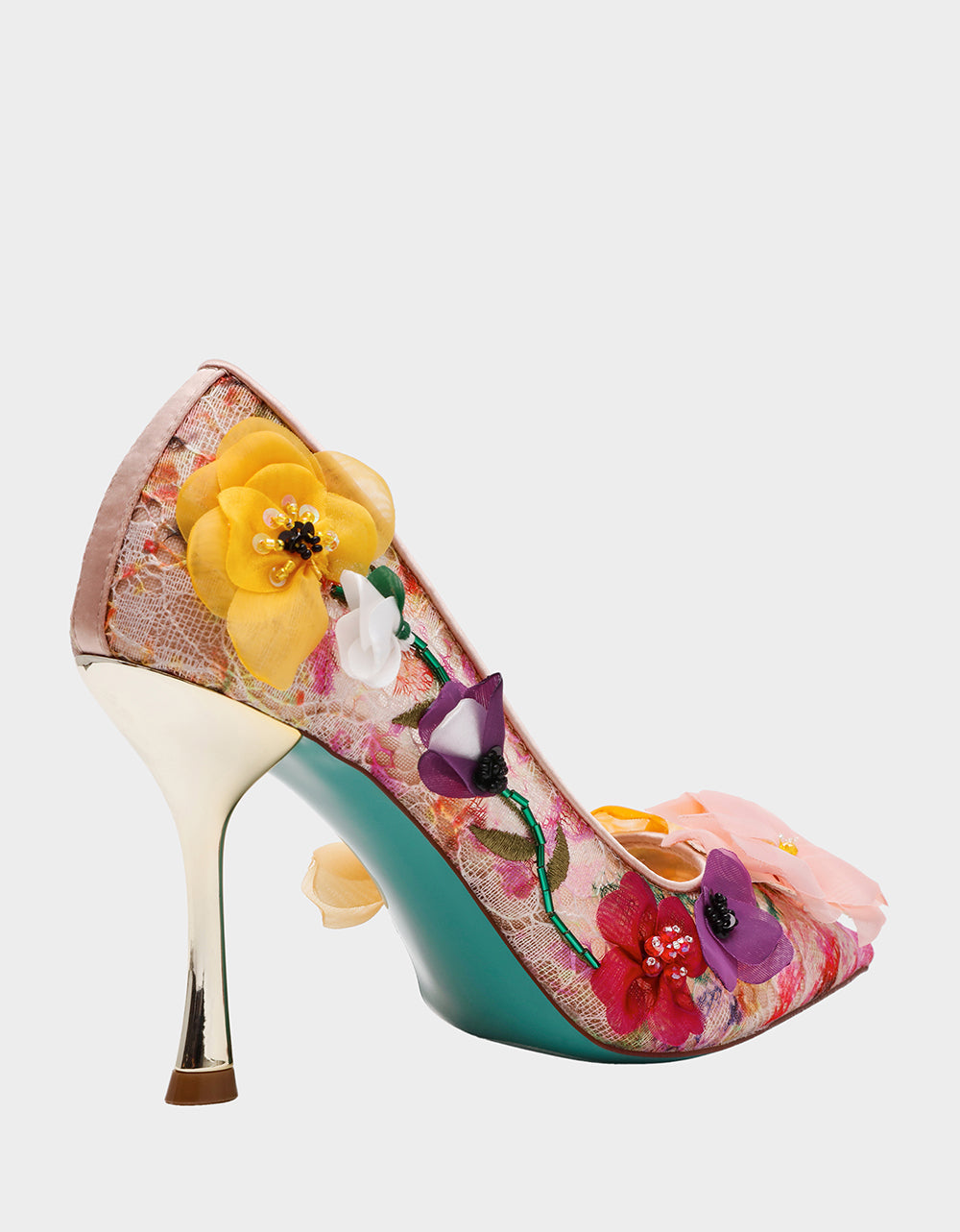 DARCY NUDE MULTI Women's High Stiletto Heel Floral Embellishments