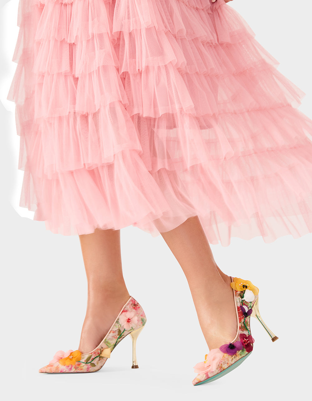 DARCY NUDE MULTI Women's High Stiletto Heel Floral Embellishments