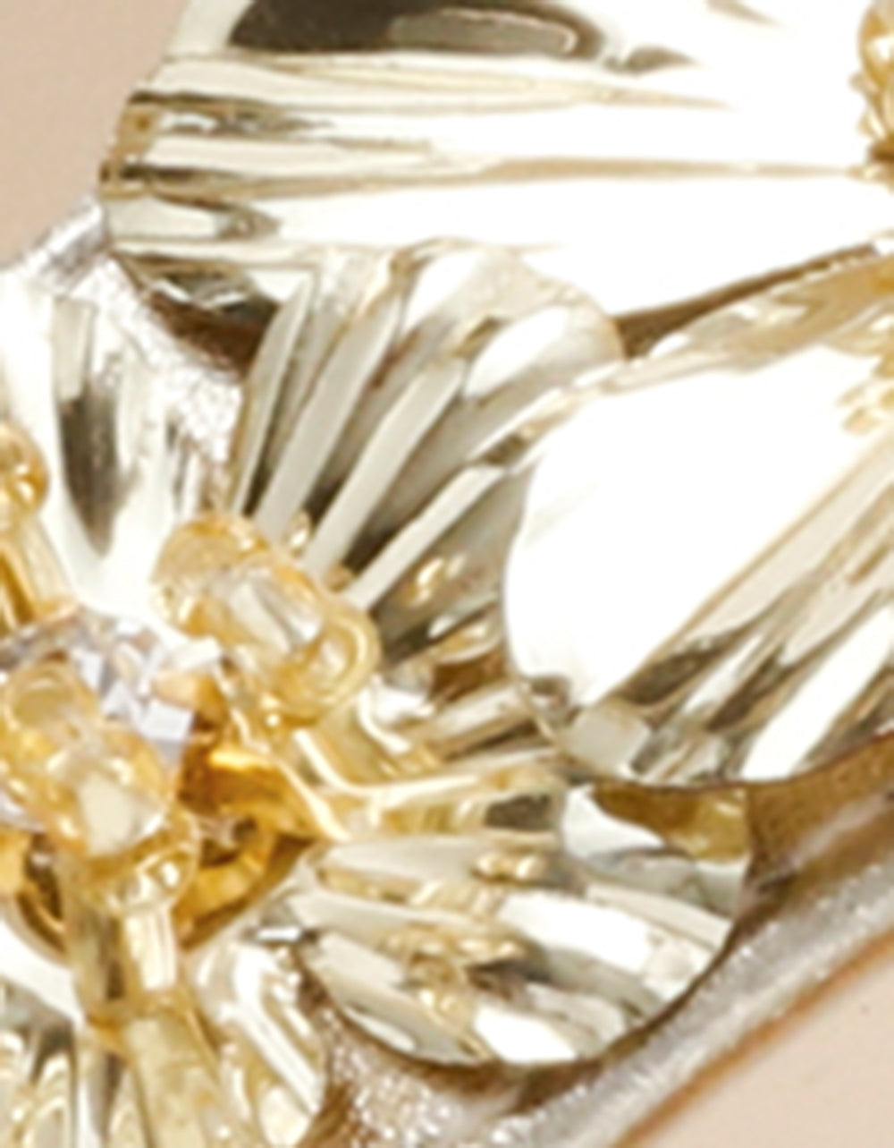 DRUE LIGHT GOLD Strappy Open-Toe Rhinestone Embellished Flower Women's Heel