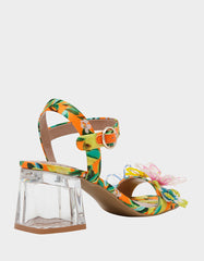 CINTHIA YELLOW MULTI Strappy Block Heel