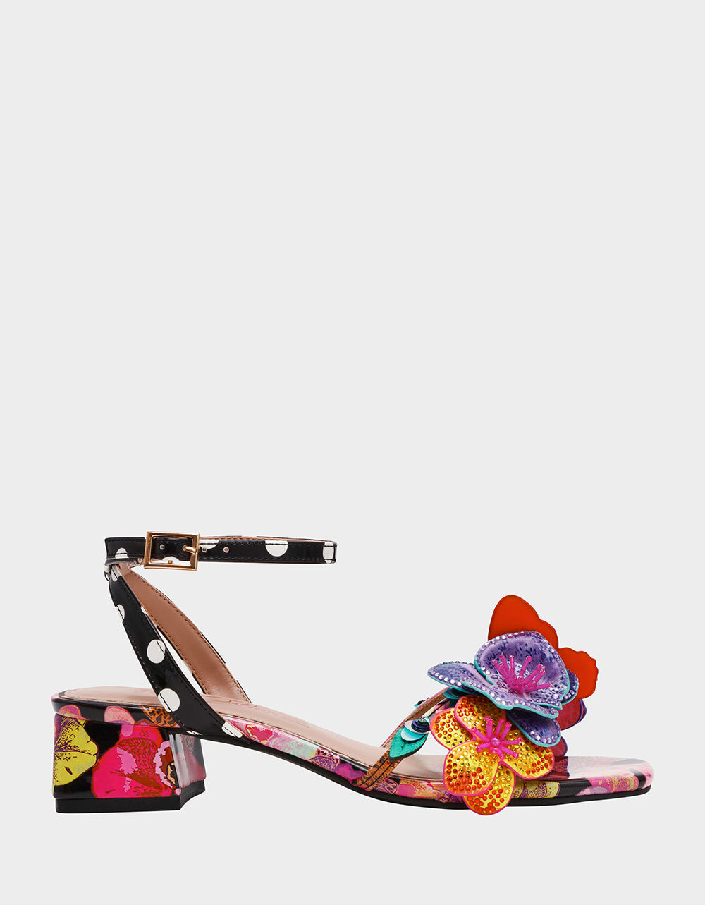 MARANDA BLACK MULTI Women's Block Floral Low Heel