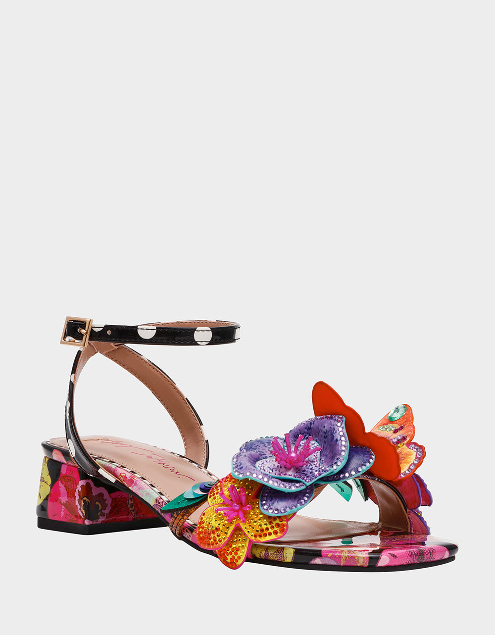 MARANDA BLACK MULTI Women's Block Floral Low Heel