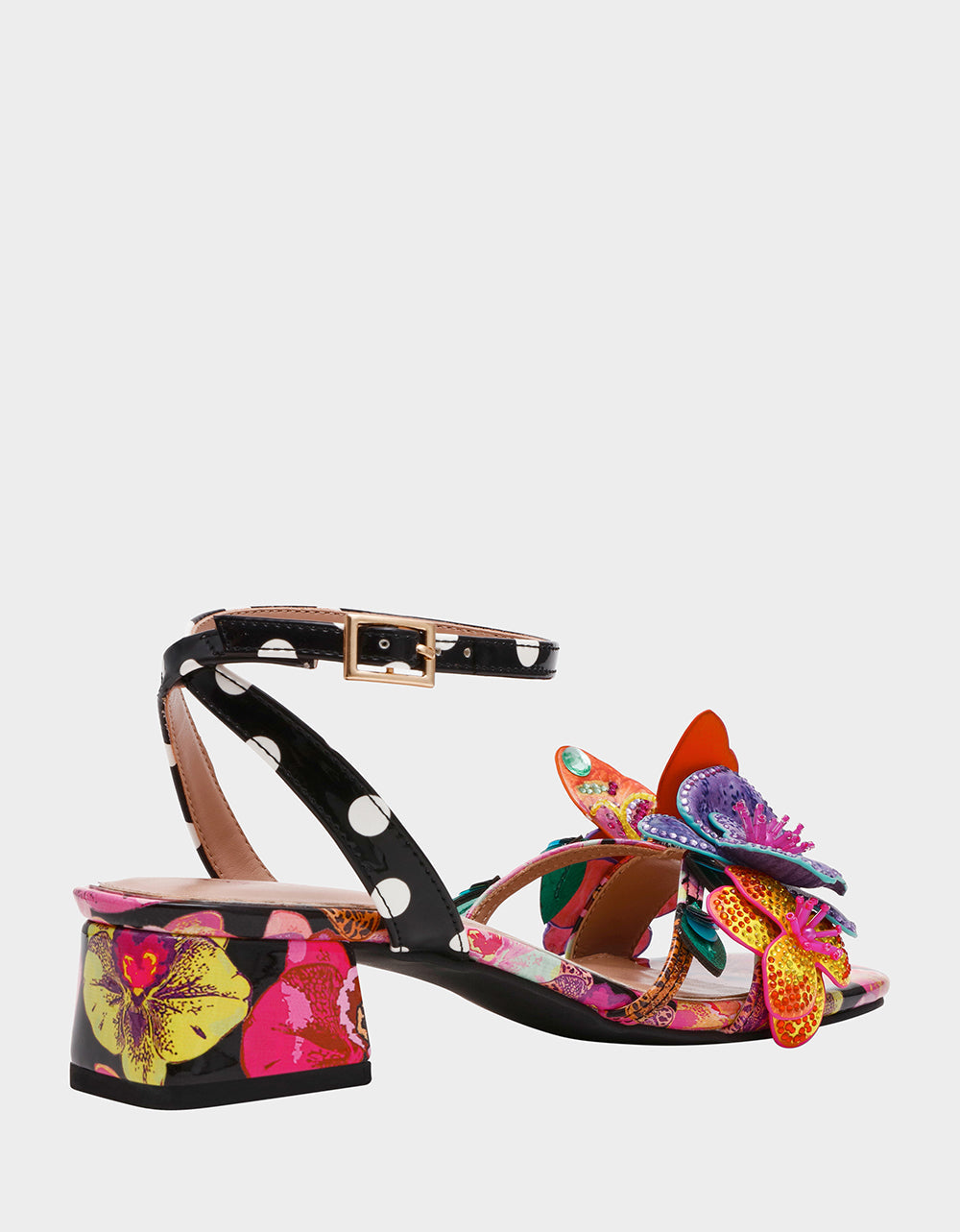 MARANDA BLACK MULTI Women's Block Floral Low Heel