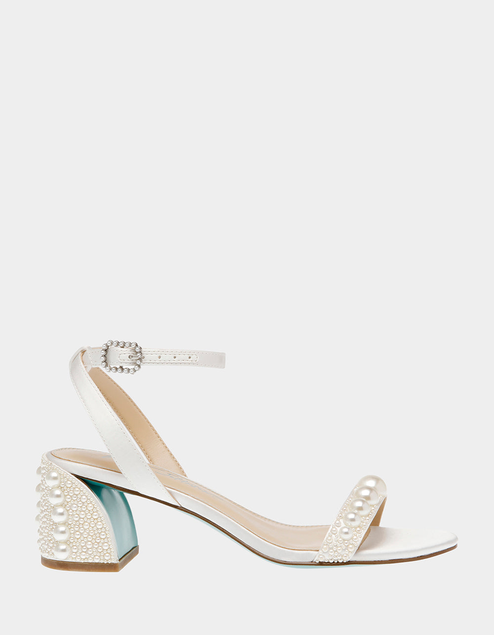 TINA IVORY Pearl Block Heel Sandal