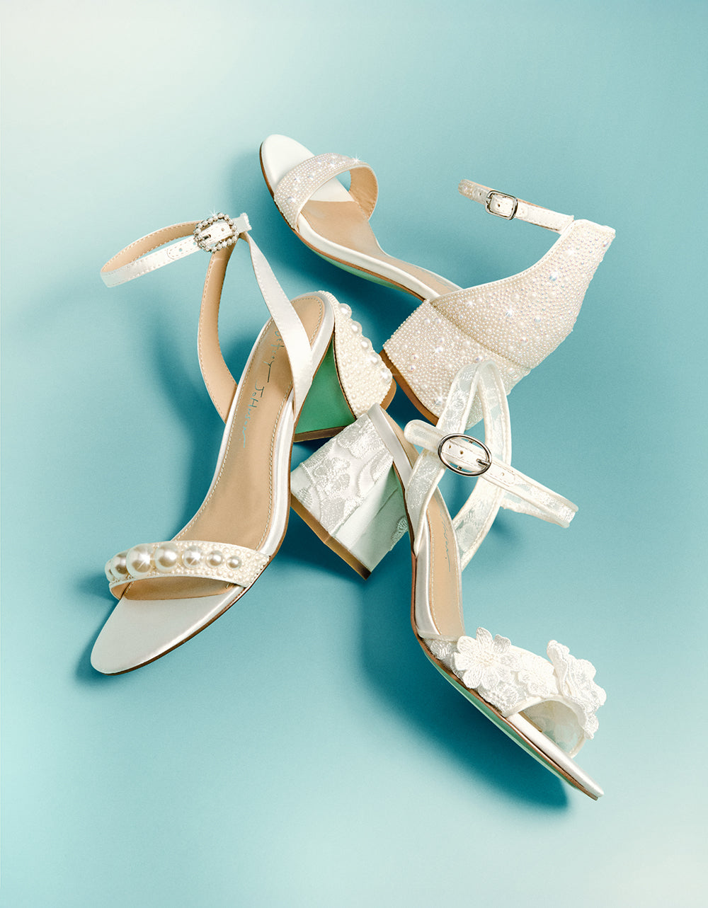 TINA IVORY Pearl Block Heel Sandal