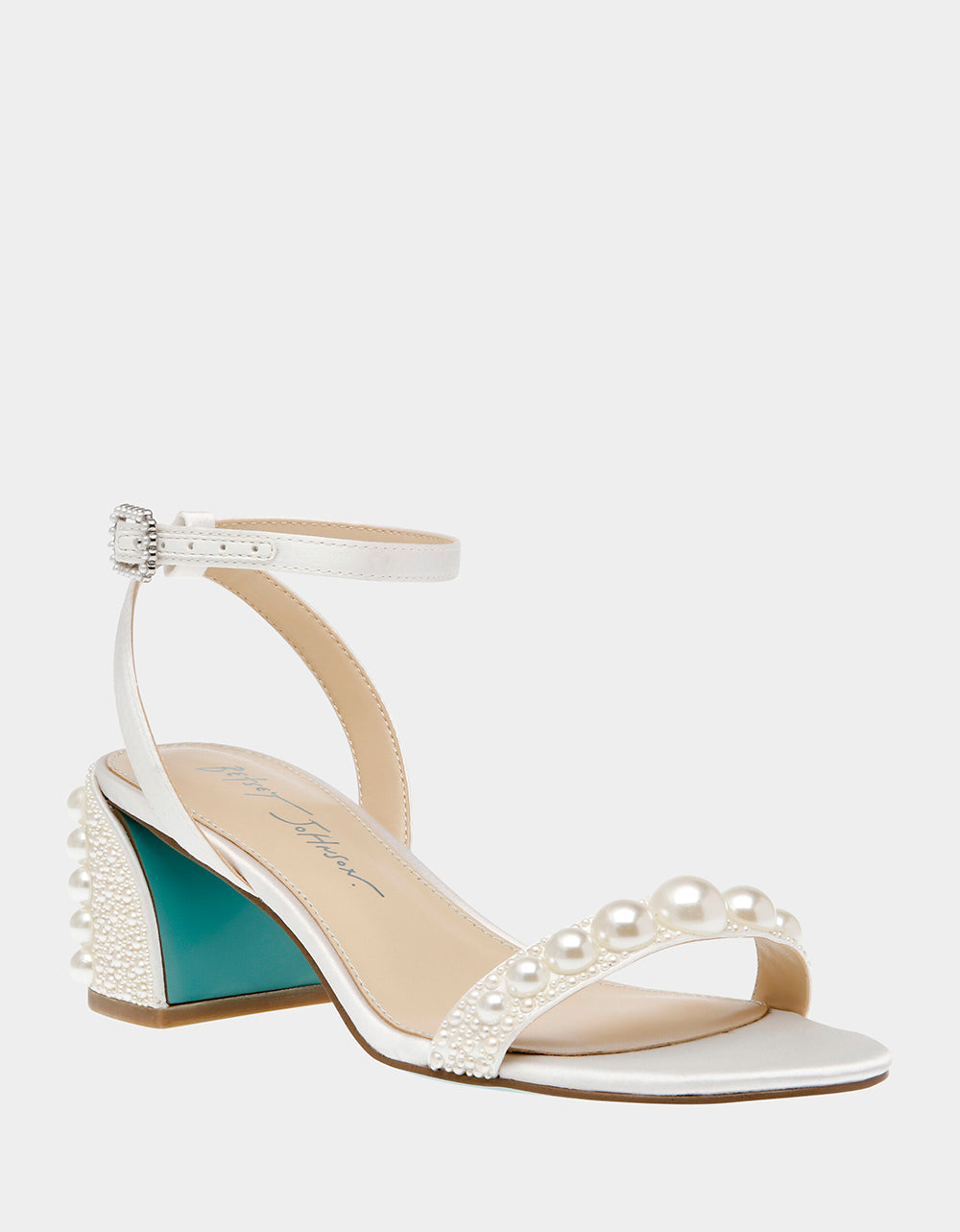 TINA IVORY Pearl Block Heel Sandal