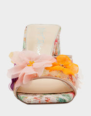 HEATH NUDE MULTI Women's Slip On Block Mule Floral Heel