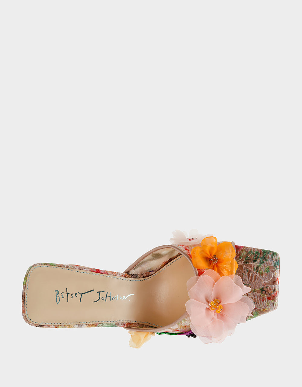 HEATH NUDE MULTI Women's Slip On Block Mule Floral Heel