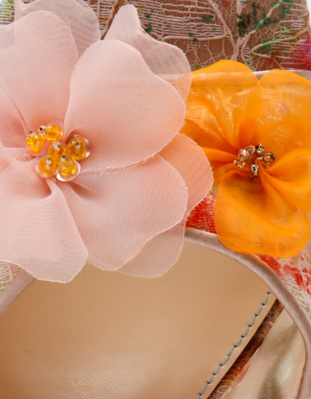 HEATH NUDE MULTI Women's Slip On Block Mule Floral Heel