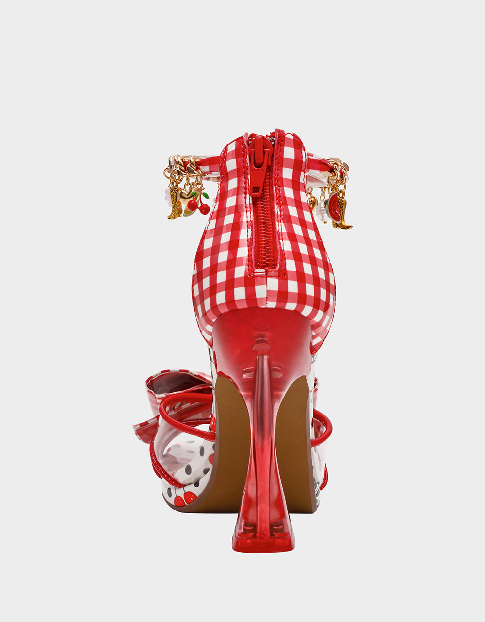 MARGRET RED MULTI Women's Strappy Square-Toe Charm Heel