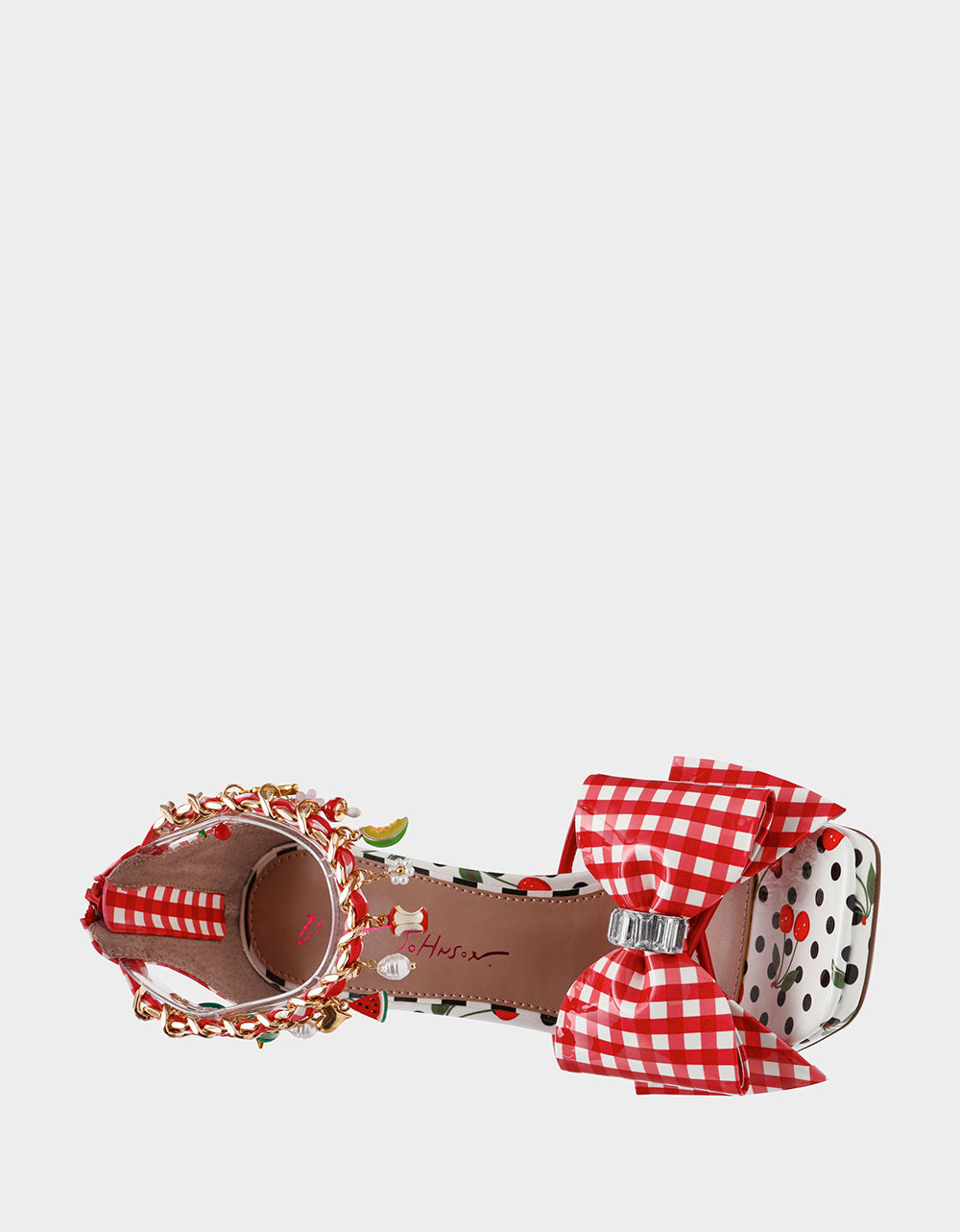 MARGRET RED MULTI Women's Strappy Square-Toe Charm Heel