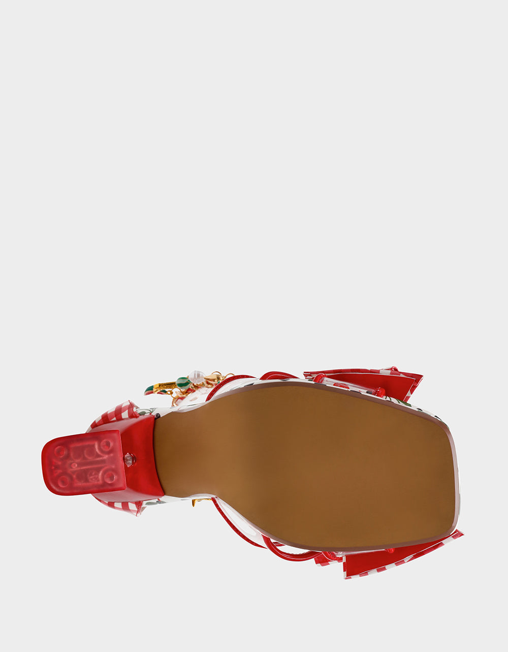 MARGRET RED MULTI Women's Strappy Square-Toe Charm Heel