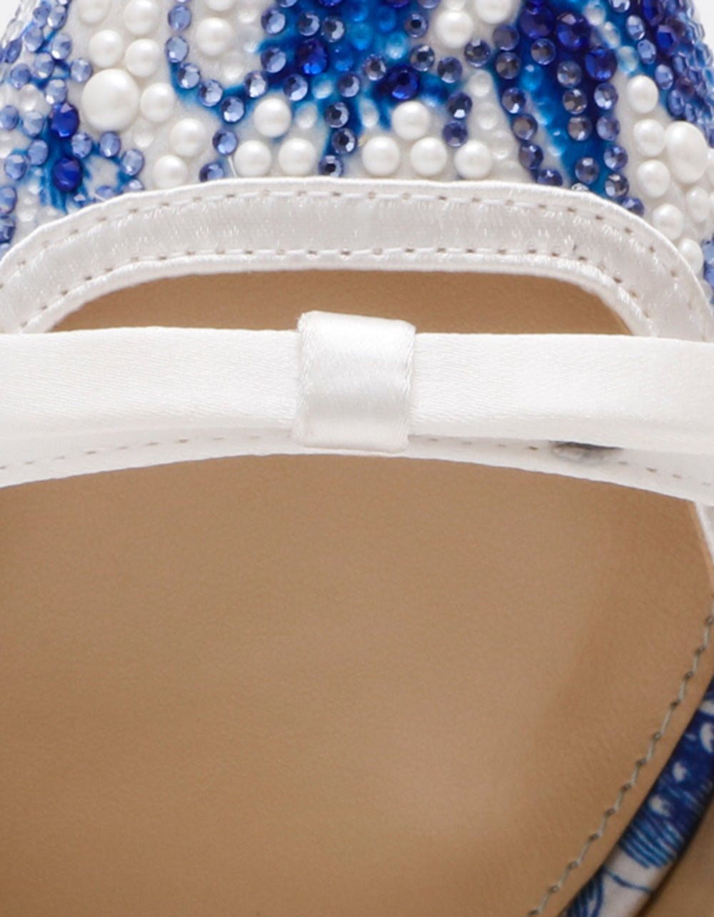 ROZA WHITE/BLUE FLORAL Women's Pointed Toe Stiletto Floral Heel