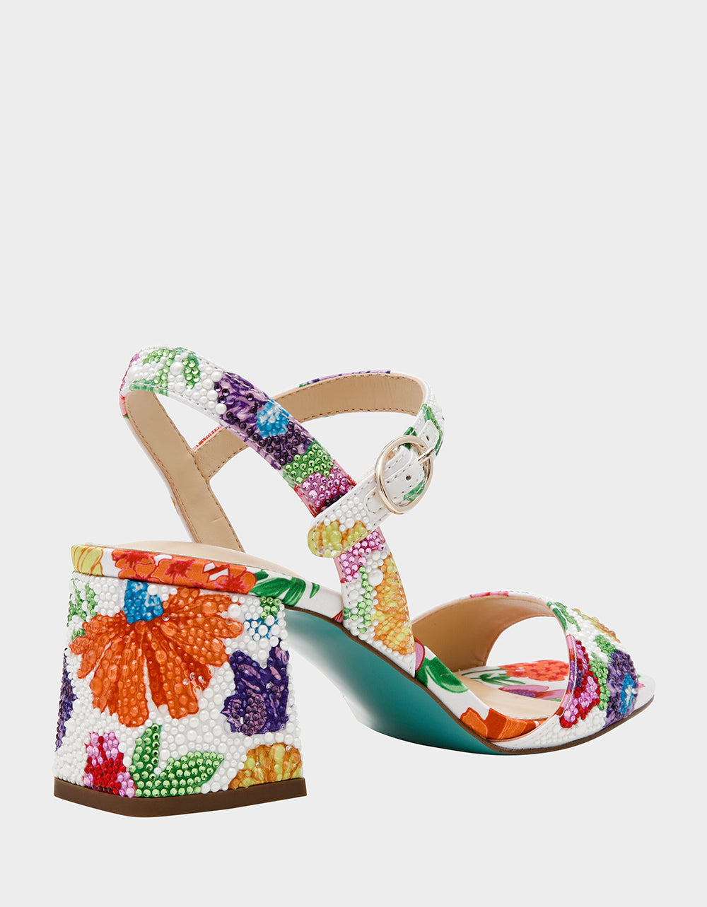 TAMY BRIGHT MULTI Women's Floral Block Heel Sandal