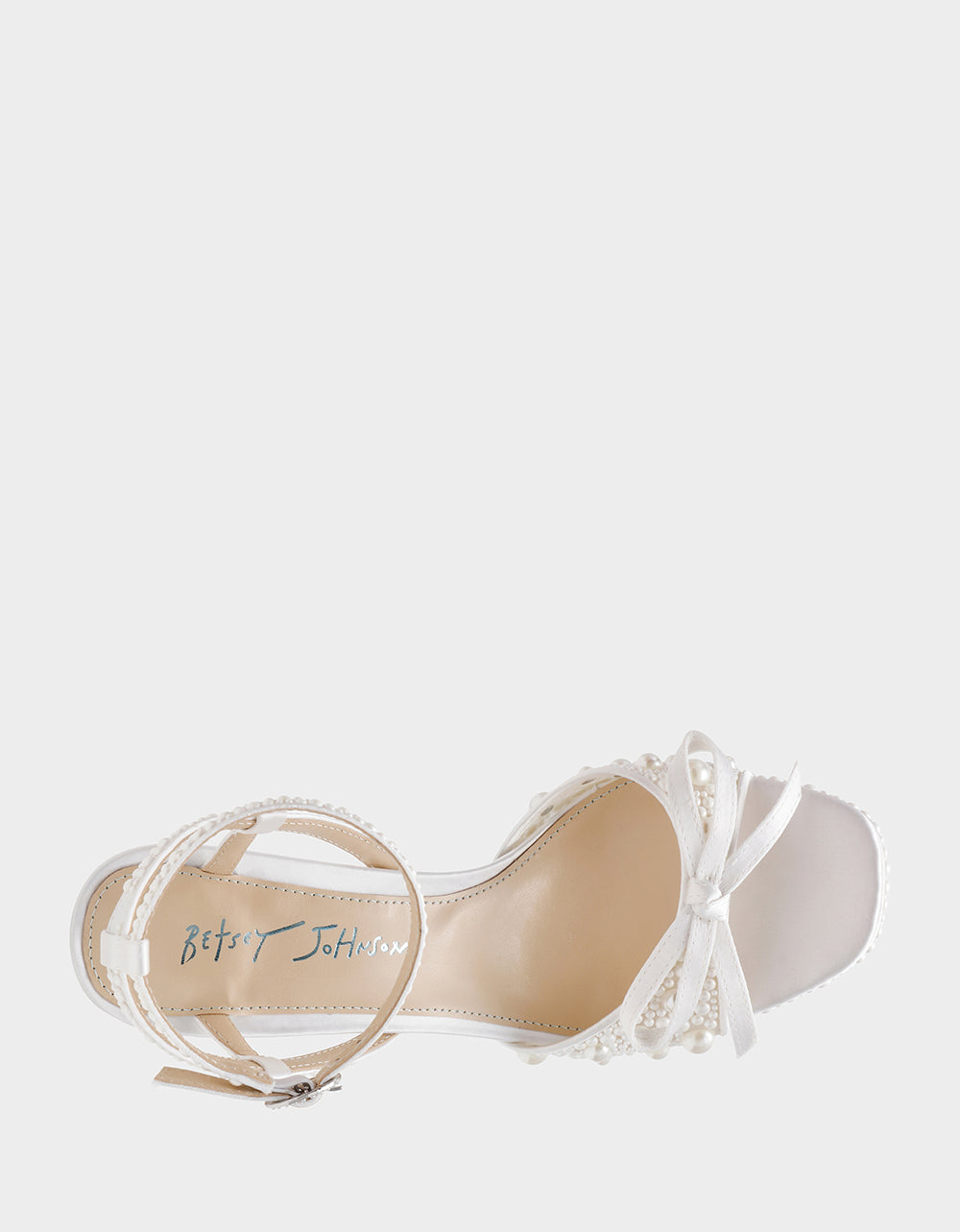 ENOLA PEARL Women's Strappy Block Heel Square-Toe Platform Pearl Embellished Women's Heel