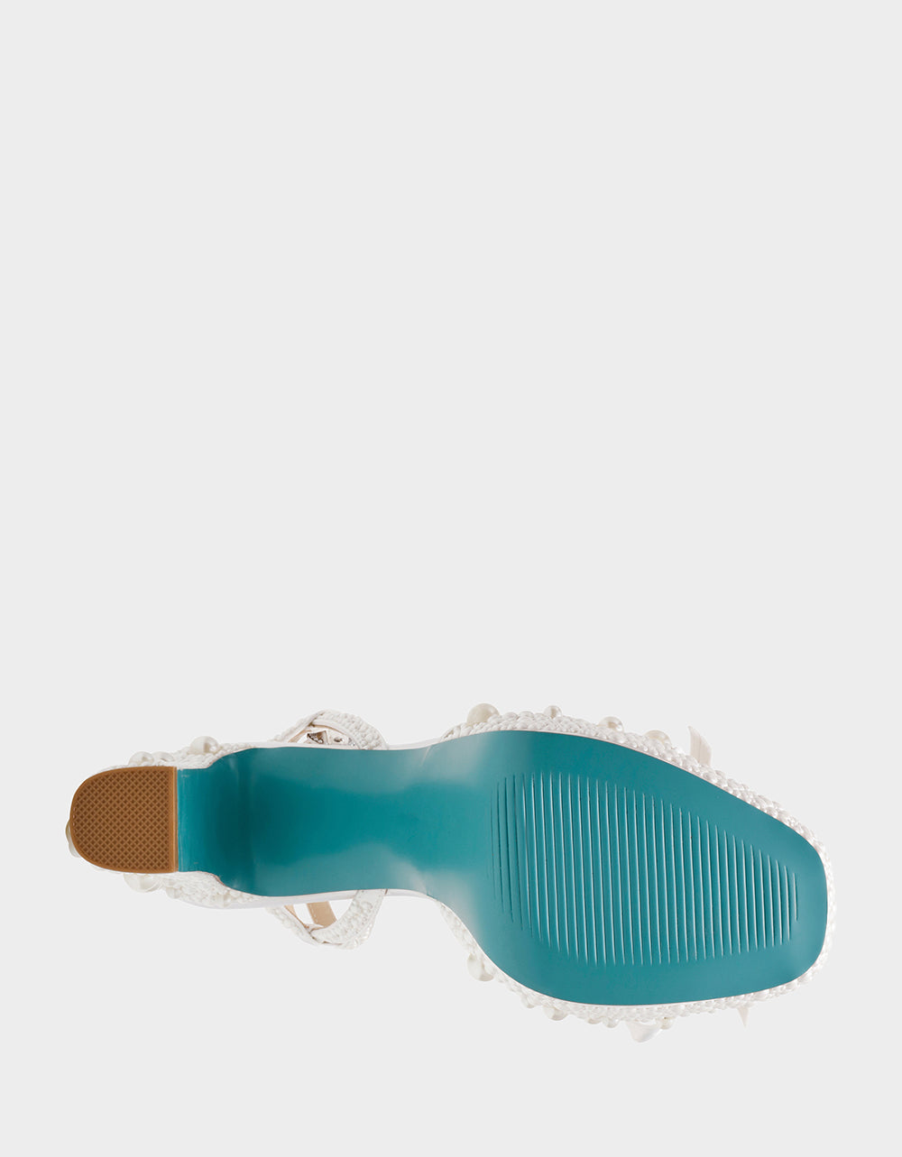 ENOLA PEARL Women's Strappy Block Heel Square-Toe Platform Pearl Embellished Women's Heel