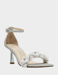 MILO SILVER Embellished Kitten Heel