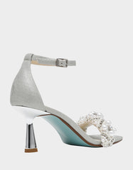 MILO SILVER Embellished Kitten Heel