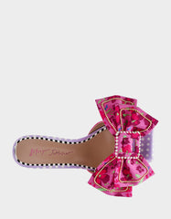 GARNET PINK FLORAL Square-Toe Mule Block Heel