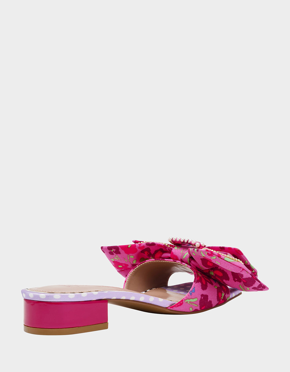 GARNET PINK FLORAL Square-Toe Mule Block Heel