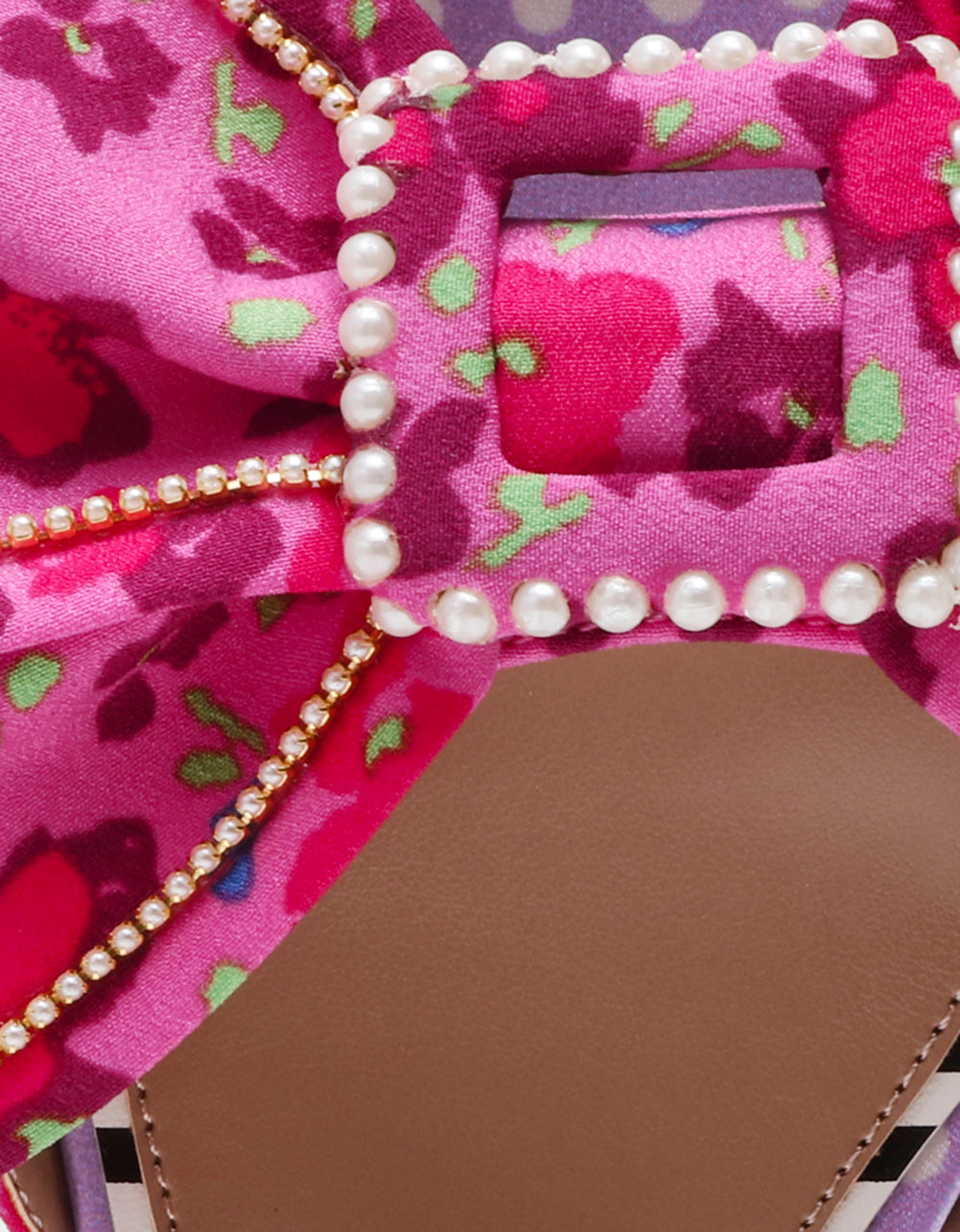 GARNET PINK FLORAL Square-Toe Mule Block Heel