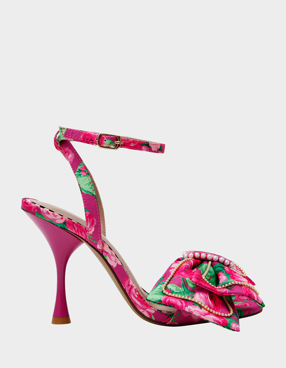 DENLY FUCHSIA FLORAL Square-Toe Strappy Heel