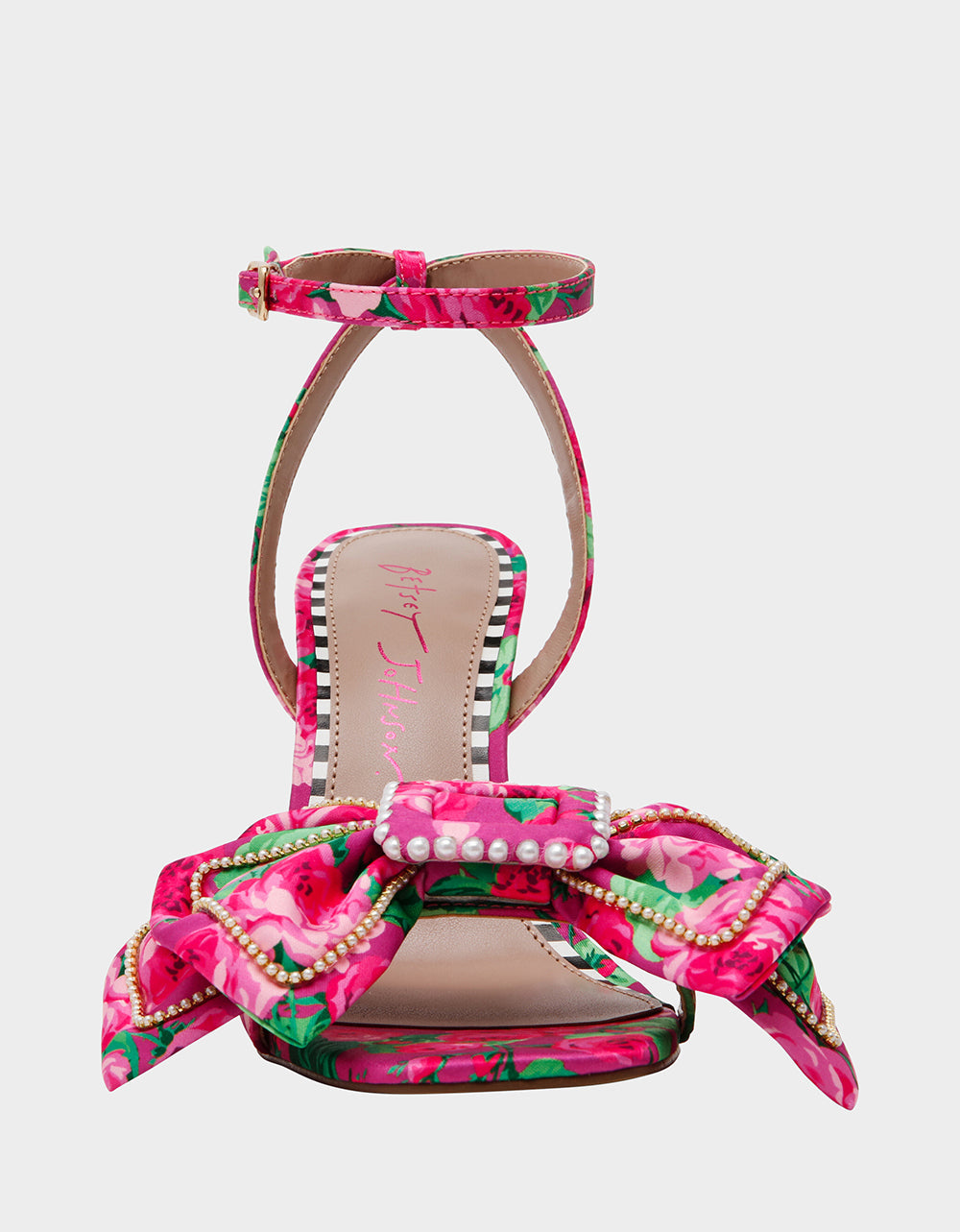 DENLY FUCHSIA FLORAL Square-Toe Strappy Heel