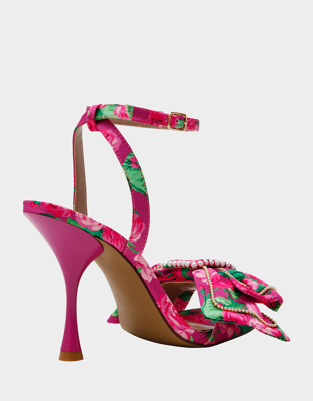 DENLY FUCHSIA FLORAL Square-Toe Strappy Heel