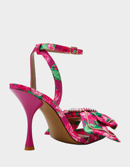 DENLY FUCHSIA FLORAL Square-Toe Strappy Heel