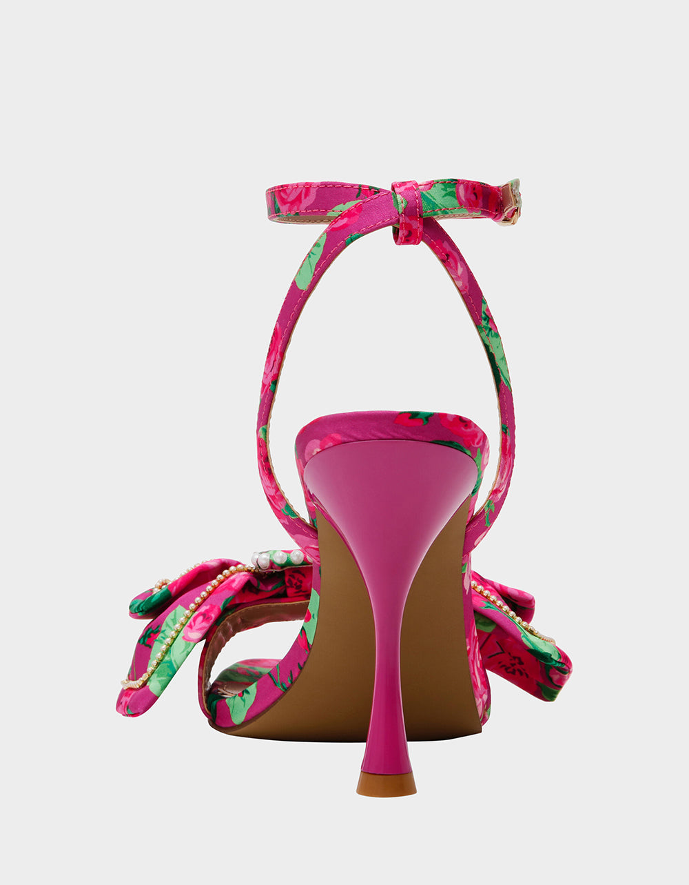 DENLY FUCHSIA FLORAL Square-Toe Strappy Heel