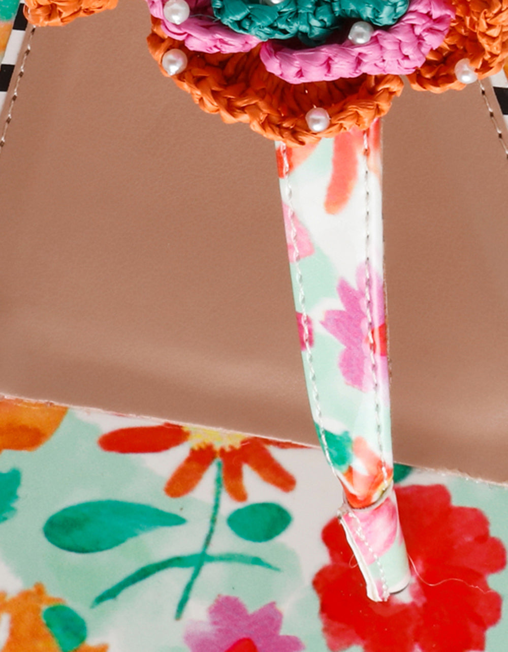 CINDII WHITE MULTI T-Strap Flat Thong Sandal