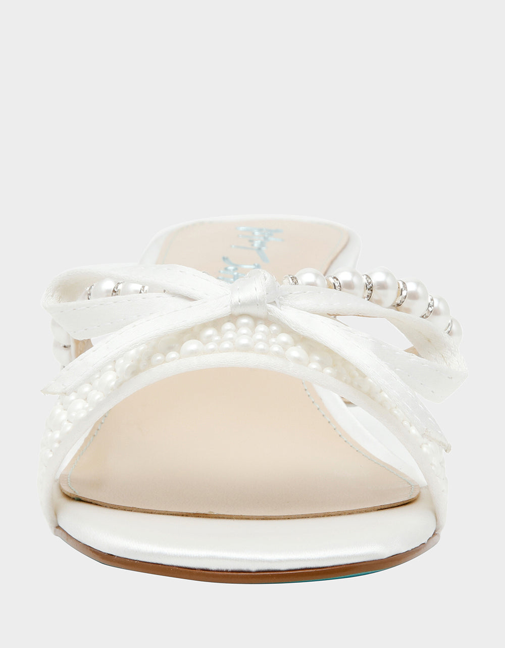 MANDY PEARL Women's Strappy Pearl Embellished Kitten Heel