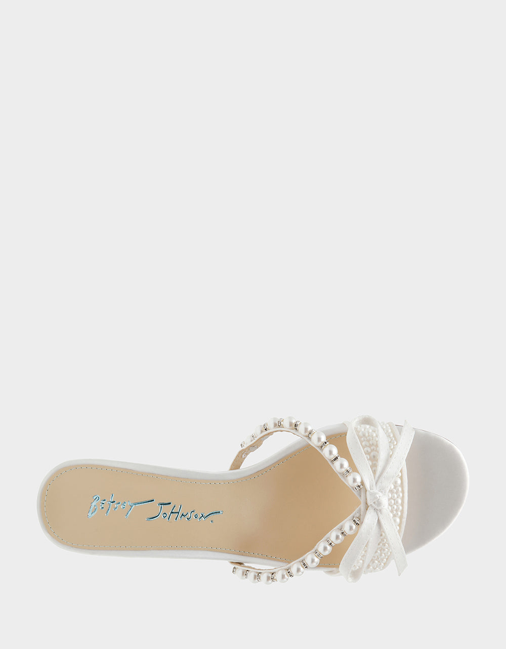 MANDY PEARL Women's Strappy Pearl Embellished Kitten Heel