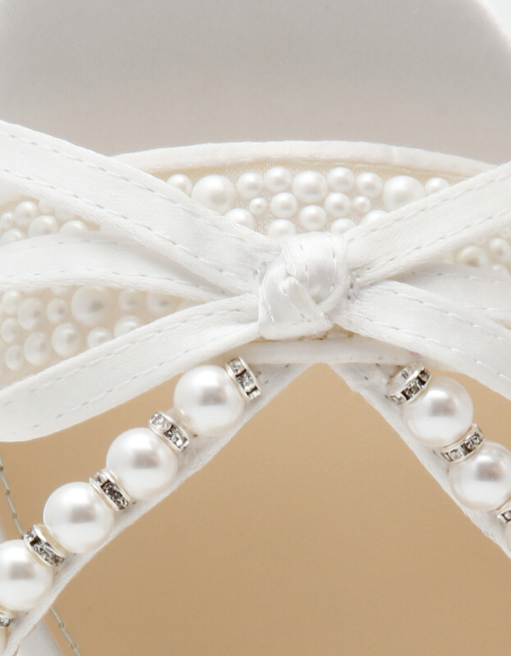 MANDY PEARL Women's Strappy Pearl Embellished Kitten Heel