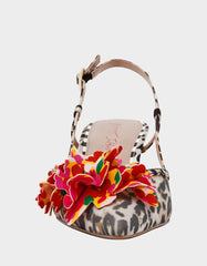BAYLEE LEOPARD MULTI Women's Leopard Floral Slingback Kitten Heel