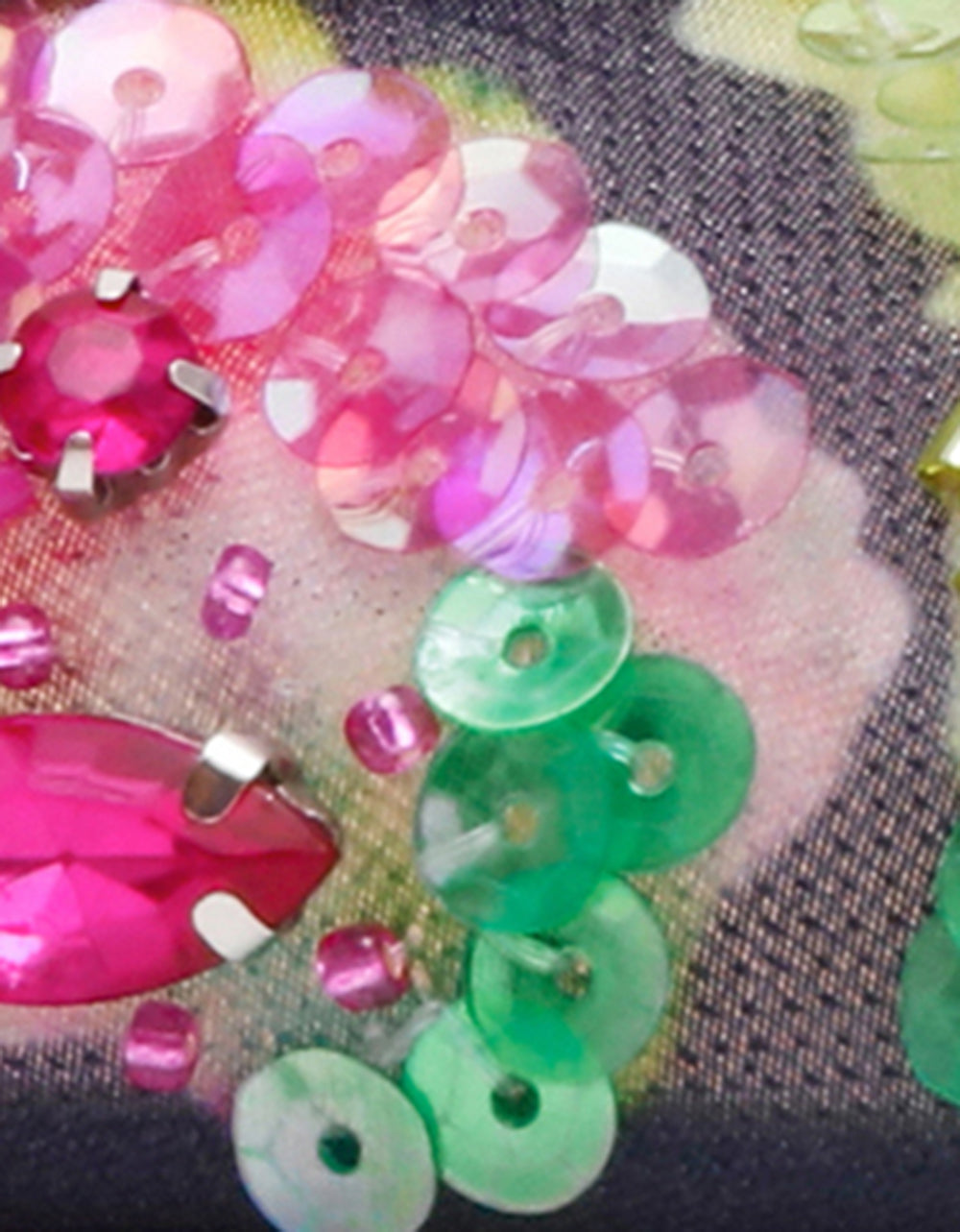 EDDIE NAVY MULTI Women's Floral Embellished Slingback Mesh High Heel