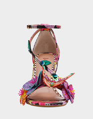 CAMILE BLACK MULTI Women's Floral Butterfly Rhinestone High Heel