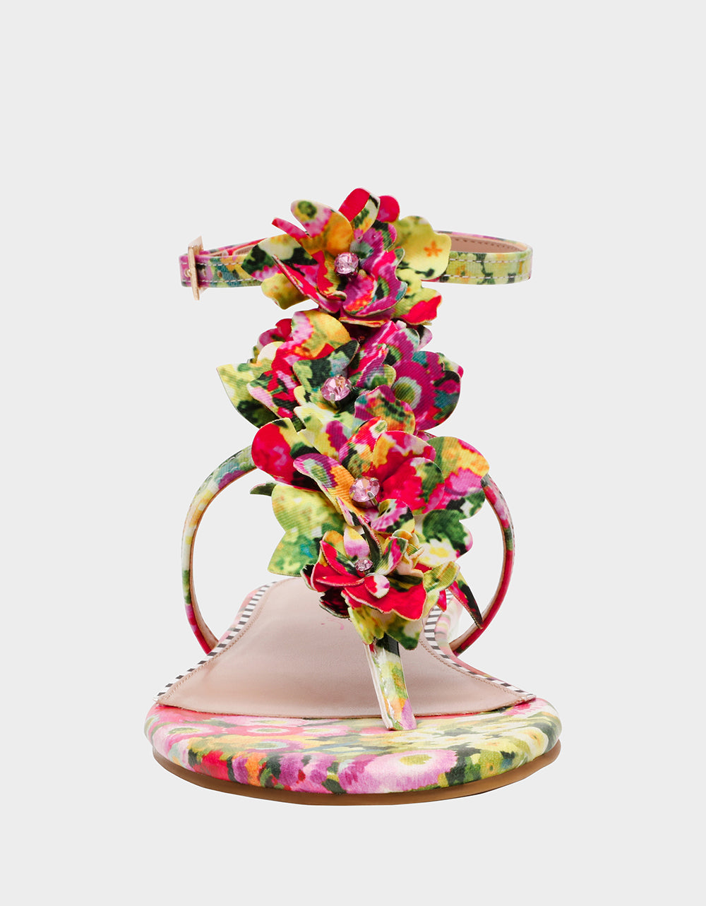 KENEDY GREENN FLORAL MULTI Women's Flat Pink and Green Floral Sandal