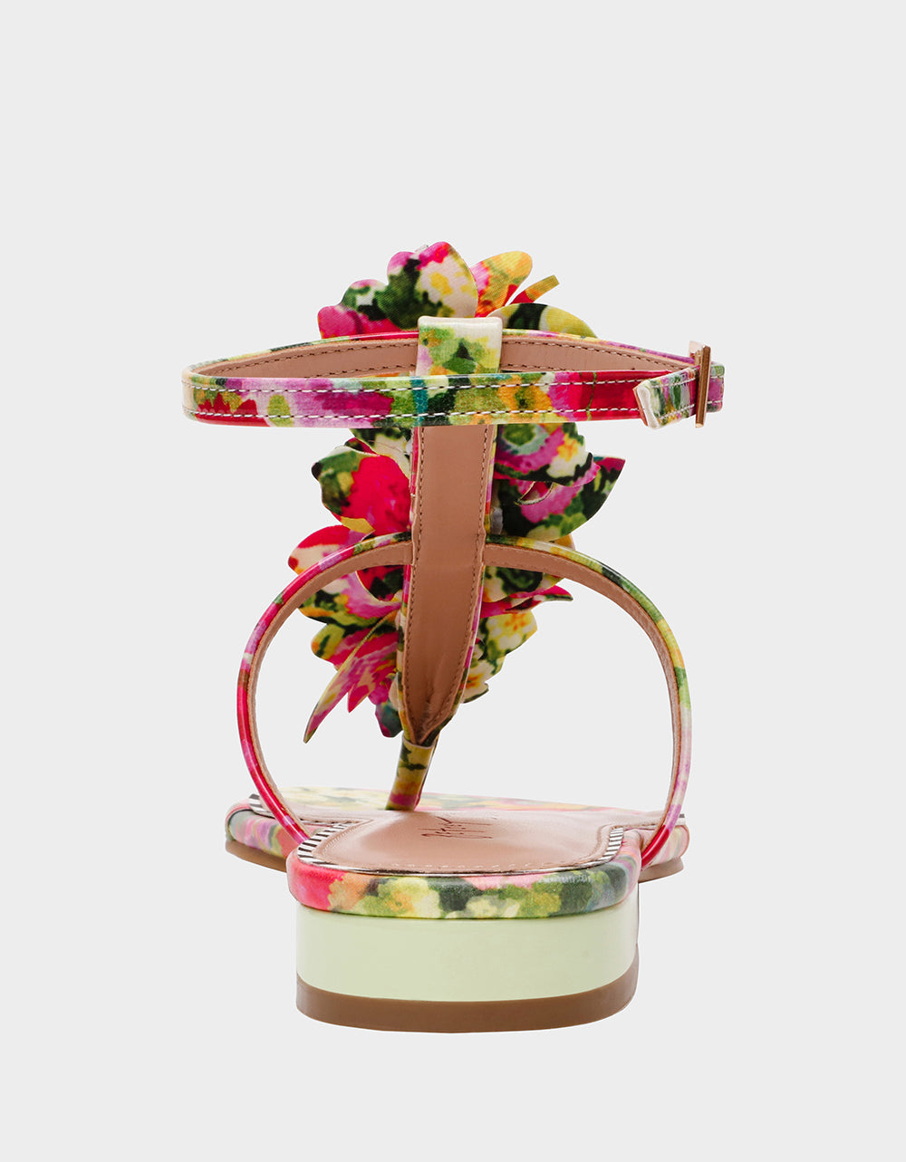 KENEDY GREENN FLORAL MULTI Women's Flat Pink and Green Floral Sandal