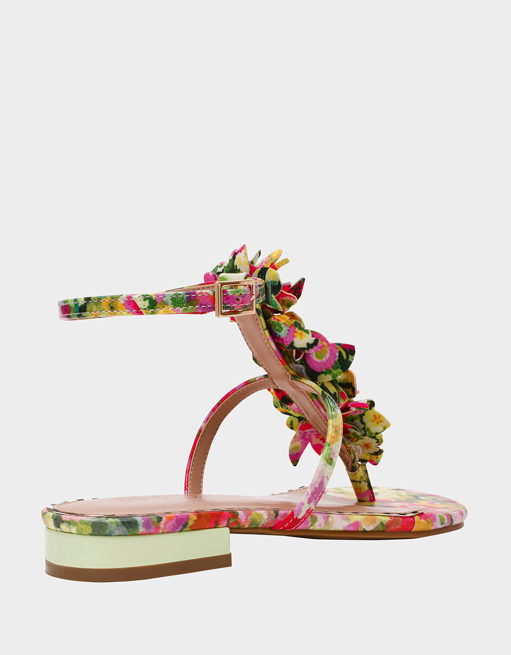 KENEDY GREENN FLORAL MULTI Women's Flat Pink and Green Floral Sandal