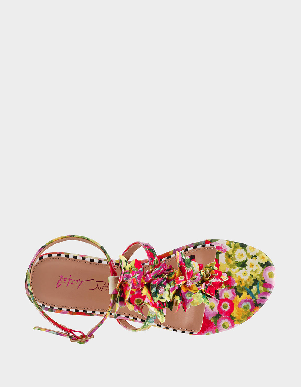 KENEDY GREENN FLORAL MULTI Women's Flat Pink and Green Floral Sandal