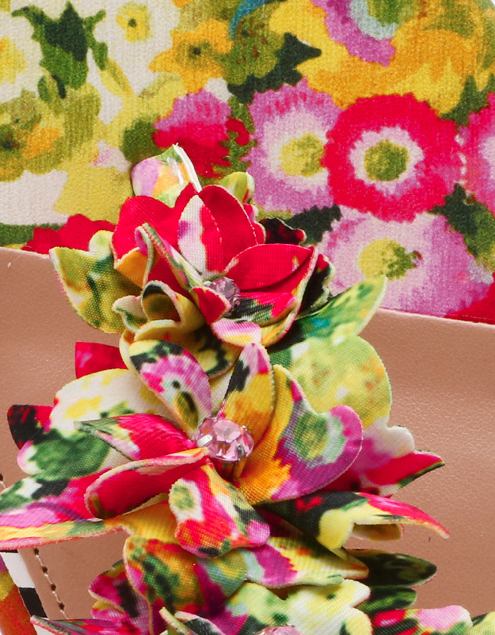 KENEDY GREENN FLORAL MULTI Women's Flat Pink and Green Floral Sandal