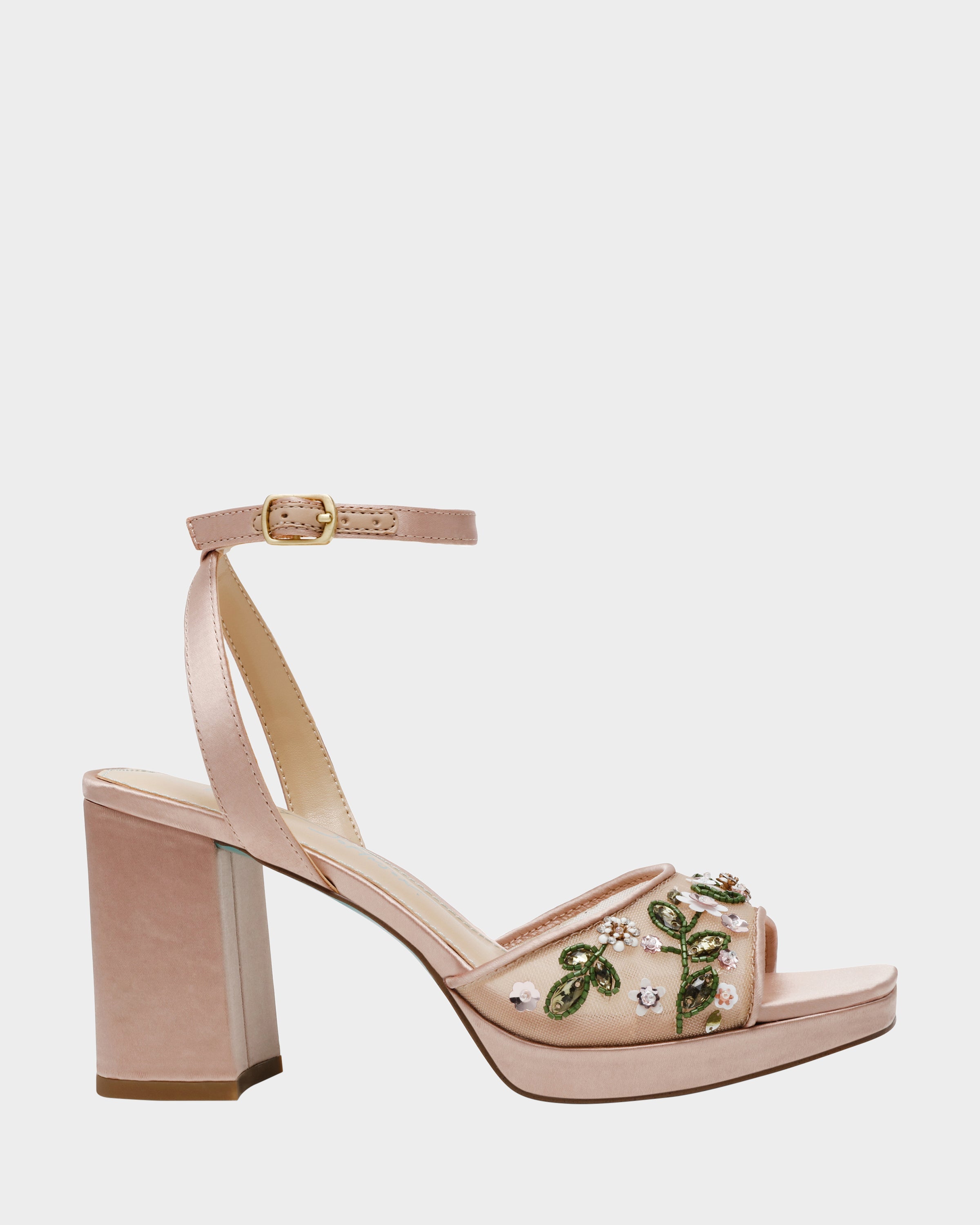 KIRRA NUDE Platform Strappy Square-Toe Block Heel